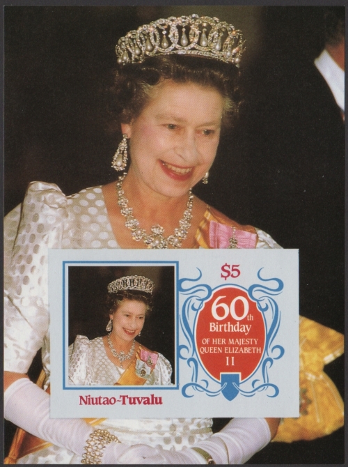 Niutao 1986 60th Birthday of Queen Elizabeth II Imperforate Souvenir Sheet