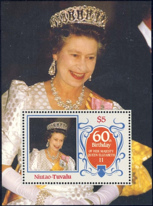 Niutao 1986 60th Birthday of Queen Elizabeth II Souvenir Sheet