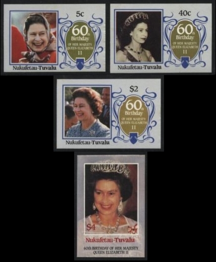 Nukufetau 1986 60th Birthday of Queen Elizabeth II Omnibus Series Imperforate Stamps