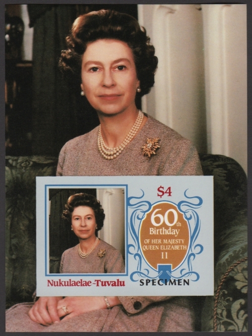 Nukulaelae 1986 60th Birthday of Queen Elizabeth II Omnibus Series Imperforate SPECIMEN Overprinted Souvenir Sheet