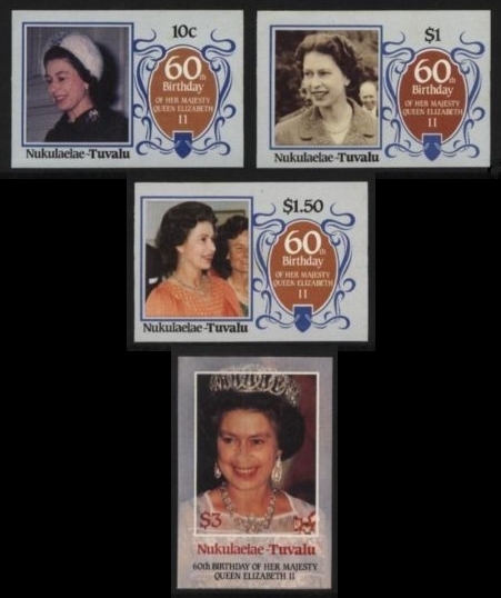 Nukulaelae 1986 60th Birthday of Queen Elizabeth II Omnibus Series Imperforate Stamps