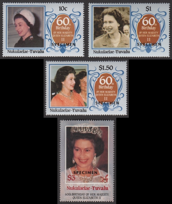 Nukulaelae 1986 60th Birthday of Queen Elizabeth II Omnibus Series SPECIMEN Stamps