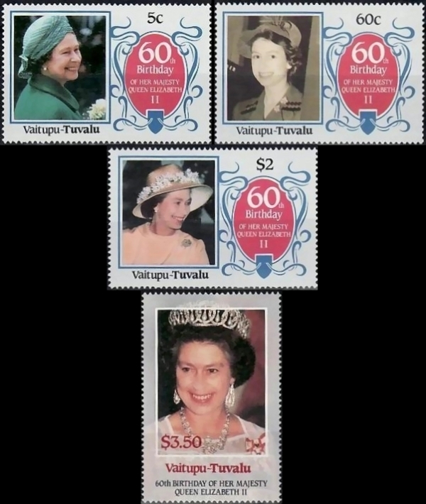 Vaitupu 1986 60th Birthday of Queen Elizabeth II Omnibus Series Stamps