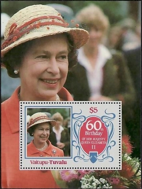 Vaitupu 1986 60th Birthday of Queen Elizabeth II Omnibus Series Souvenir Sheet
