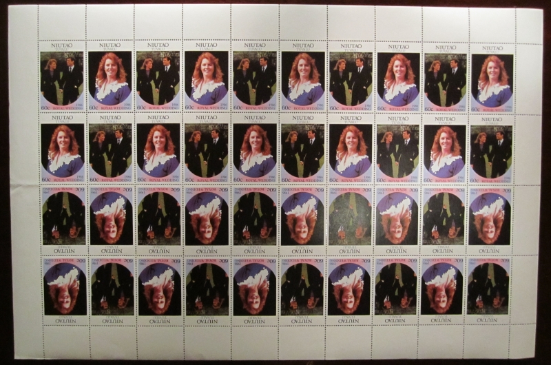 1986 Royal Wedding Pane of 40 Stamps Tete-beche