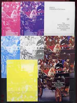 Bequia 1986 Royal Wedding Progressive Color Proofs of the Souvenir Sheet