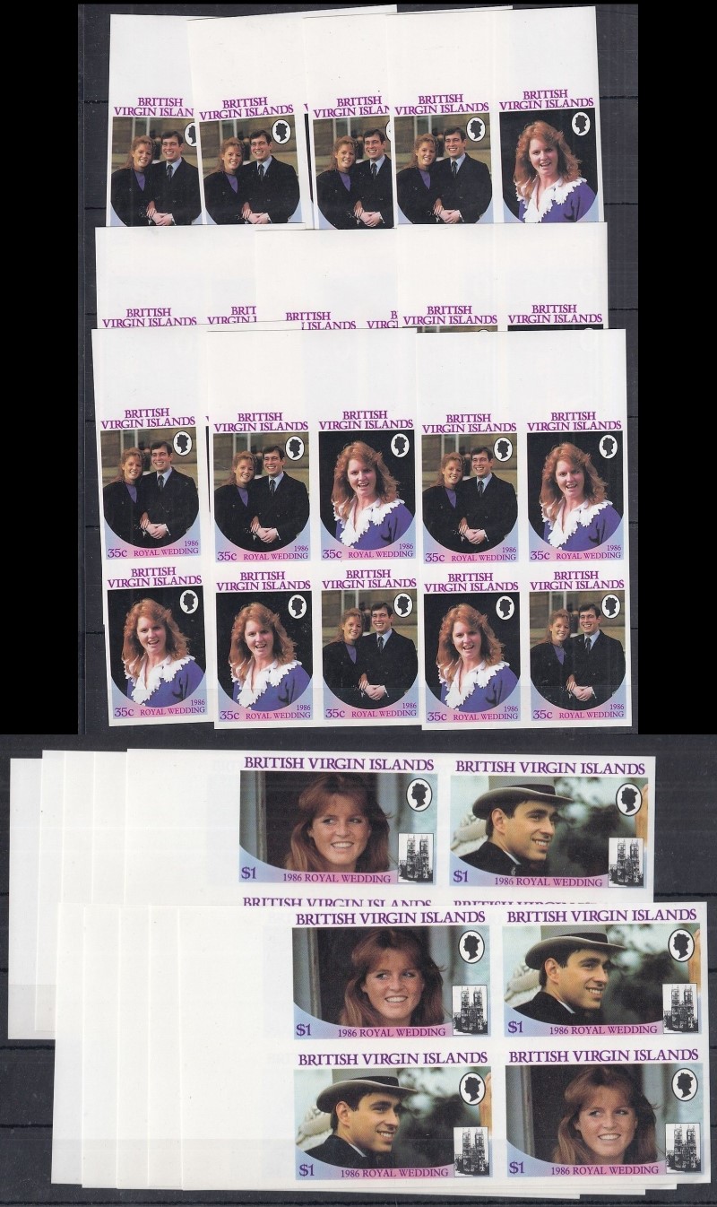 British Virgin Islands 1986 Royal Wedding Imperforate Booklet Pane Lots