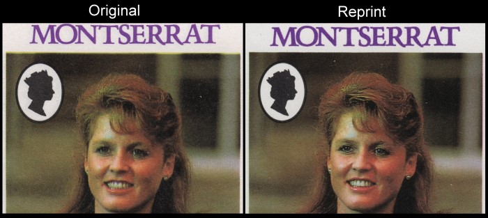 Montserrat 1986 Royal Wedding Scott 615b Color Comparison