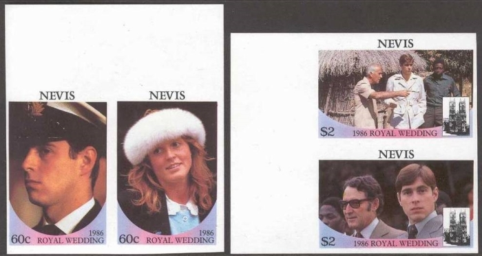 Nevis 1986 Royal Wedding Imperforate Stamps