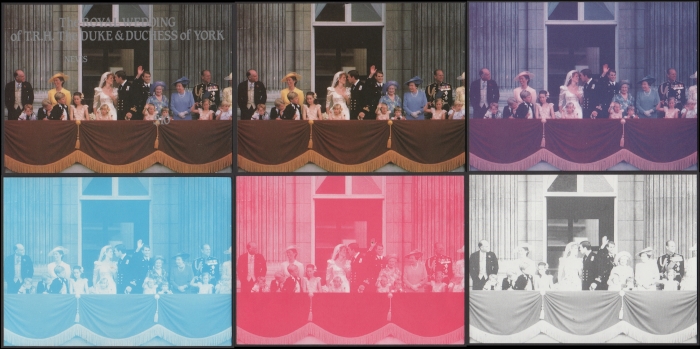 Nevis 1986 Royal Wedding Progressive Color Proofs of the Souvenir Sheet
