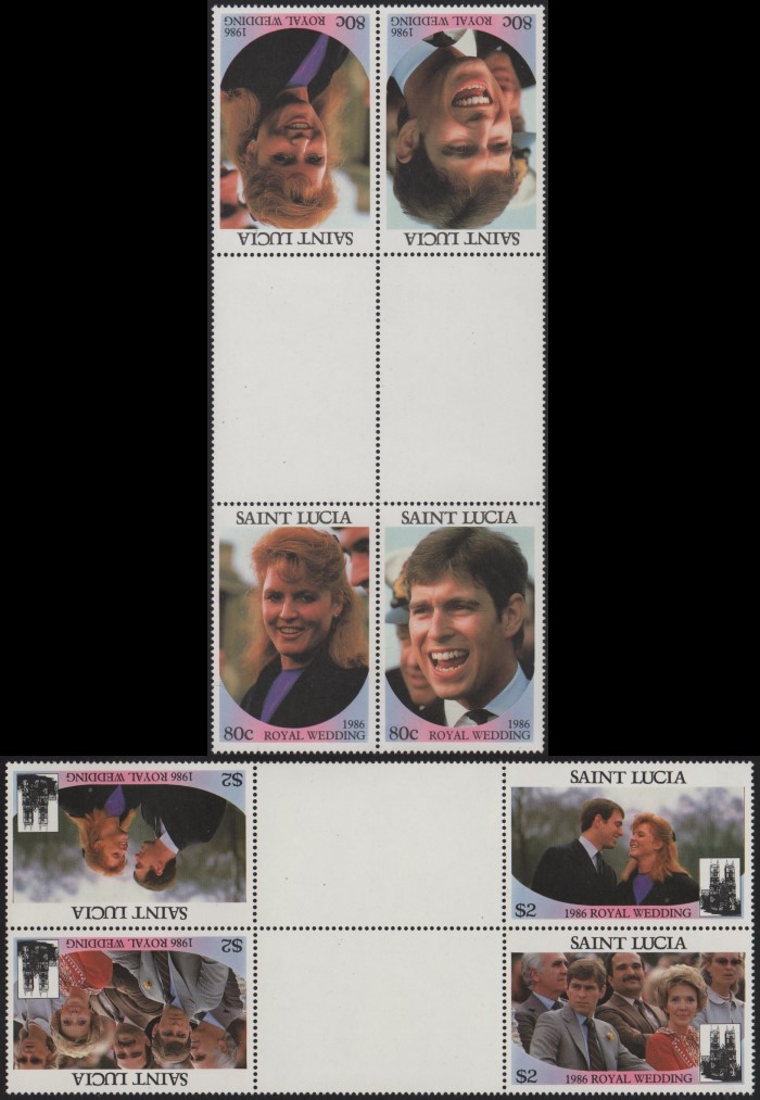Saint Lucia 1986 Royal Wedding Perforated Tete-beche Gutter Pairs