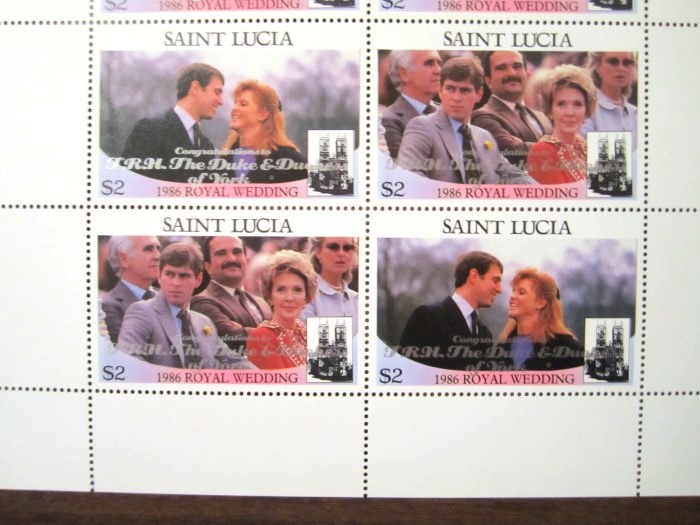 Saint Lucia 1986 Royal Wedding $2 2nd Issue Perforated with Silver Overprint
