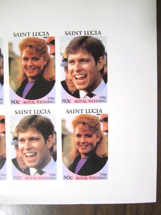 Saint Lucia 1986 Royal Wedding 80c Imperforate Proofs