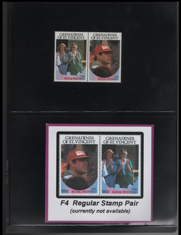 Saint Vincent Grenadines 1986 Royal Wedding 60c Missing Value Error Stamps that were sold by Franklin Philatelics LLC sold for $1600.00!