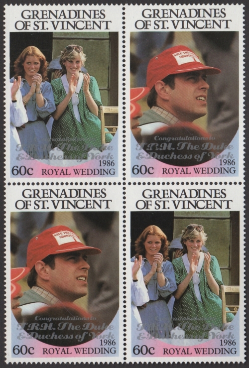 Saint Vincent Grenadines 1986 Royal Wedding 60c 2nd Issue Perforated with Silver Overprint