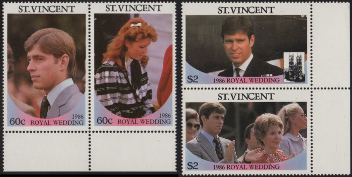 Saint Vincent 1986 Royal Wedding (1st issue) Stamps