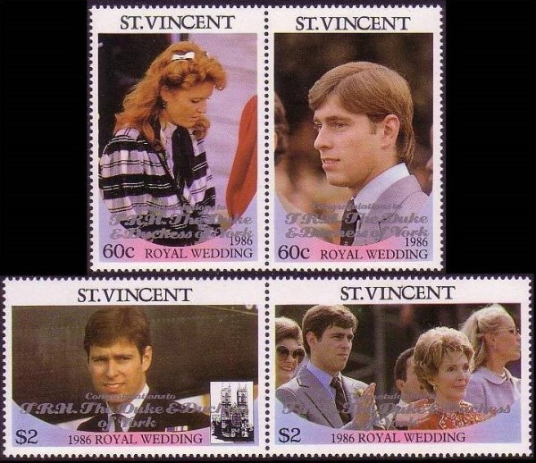 Saint Vincent 1986 Royal Wedding 2nd Issue Perforated with Silver Overprint