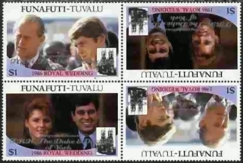 Funafuti 1986 Royal Wedding $1 2nd Issue Perforated with Silver Overprint