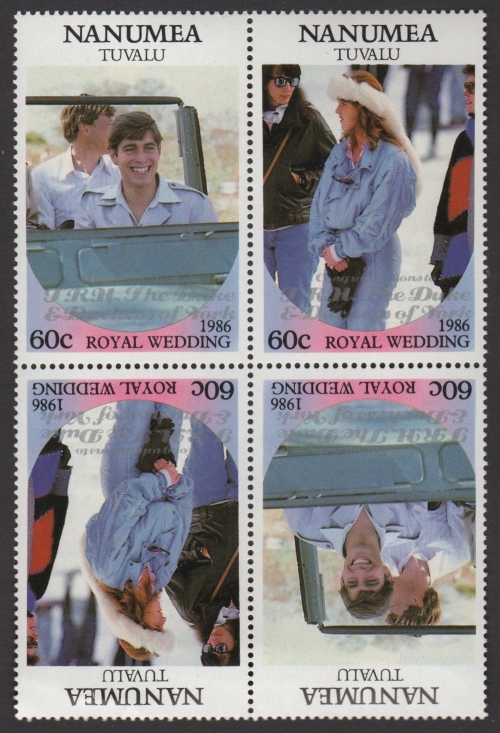 Nanumea 1986 Royal Wedding 60c 2nd Issue Perforated with Silver Overprint