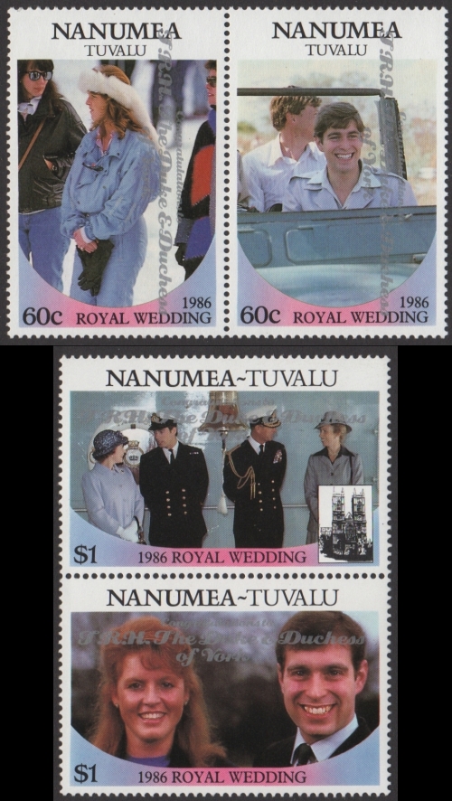 Nanumea 1986 Royal Wedding 2nd Issue First Run Silver Overprint Stamp Set