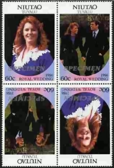 Niutao 1986 Royal Wedding 60c Perforated Large SPECIMEN Overprinted Stamps
