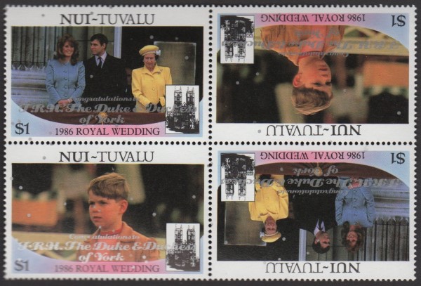 Nui 1986 Royal Wedding $1 2nd Issue Perforated with Silver Overprint
