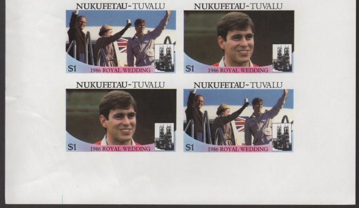 Nukufetau 1986 Royal Wedding $1 Imperforate Proofs