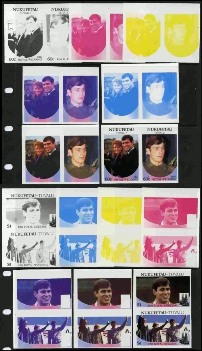 Nukufetau 1986 Royal Wedding Progressive Color Proofs