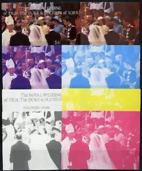 Nukufetau 1986 Royal Wedding Progressive Color Proofs of the Souvenir Sheet