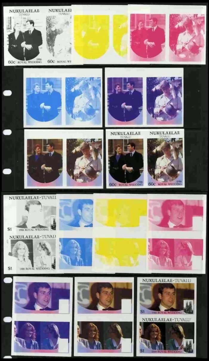 Nukulaelae 1986 Royal Wedding Progressive Color Proofs