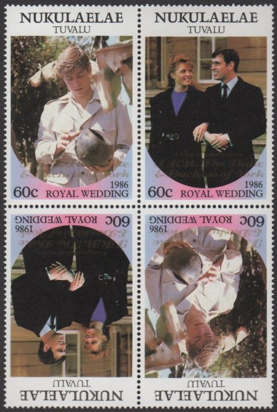 Nukulaelae 1986 Royal Wedding 60c 2nd Issue Perforated with Gold Overprint