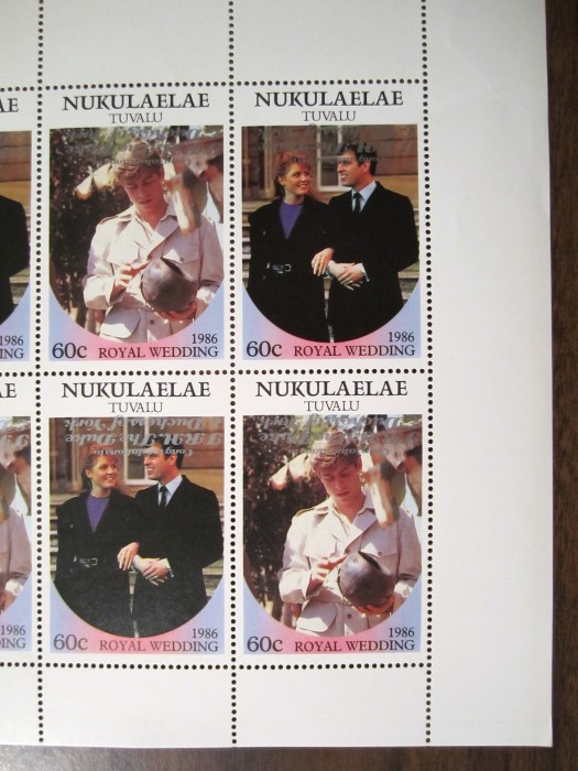 Nukulaelae 1986 Royal Wedding 60c 2nd Issue Perforated with Silver Overprint Inverted