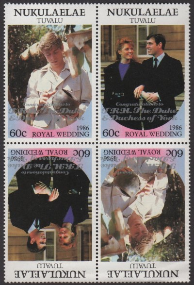 Nukulaelae 1986 Royal Wedding 60c 2nd Issue Perforated with Silver Overprint