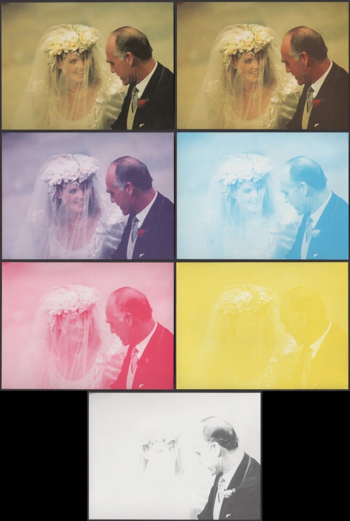 Nukulaelae 1986 Royal Wedding Progressive Color Proofs of the Souvenir Sheet