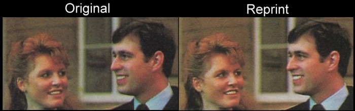 Nukulaelae 1986 Royal Wedding Scott 61b Reprint Comparison