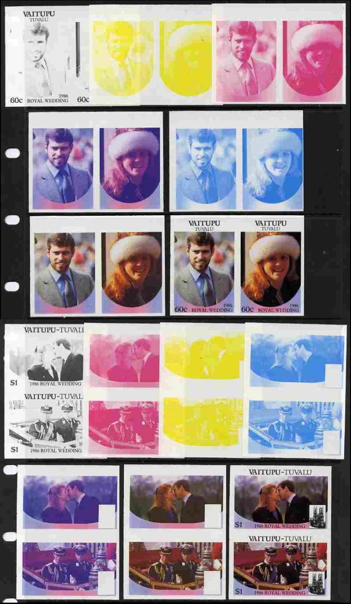 Vaitupu 1986 Royal Wedding Progressive Color Proofs