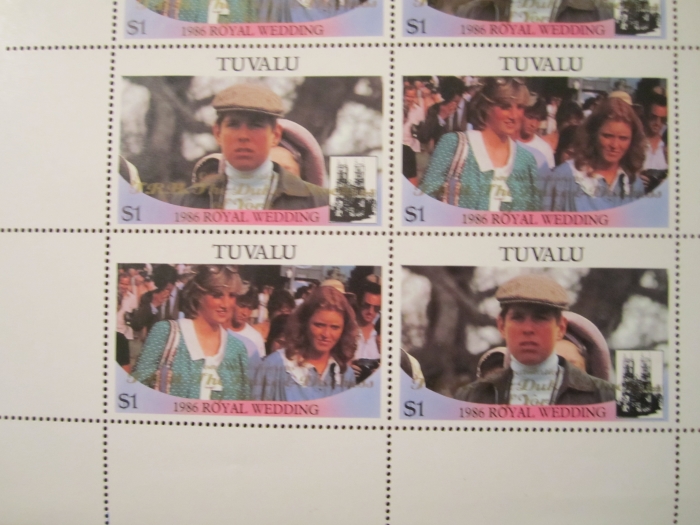 Tuvalu 1986 Royal Wedding 2nd Issue Perforated with Gold Overprint
