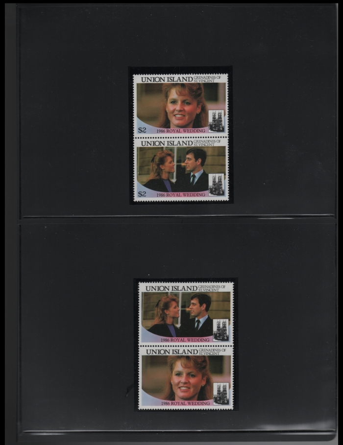 Saint Vincent Union Island 1986 Royal Wedding Missing Value Error Stamps that were sold by Franklin Philatelics LLC sold for $800.00!