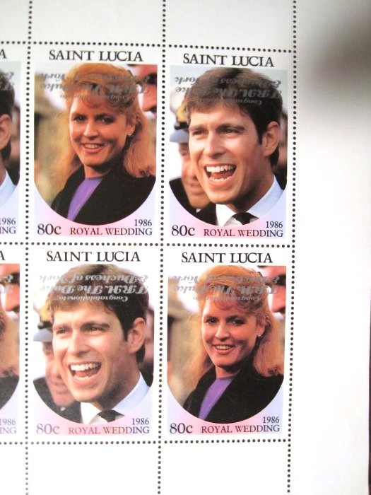 Saint Lucia 1986 Royal Wedding 80c 2nd Issue Perforated with Silver Overprint Inverted