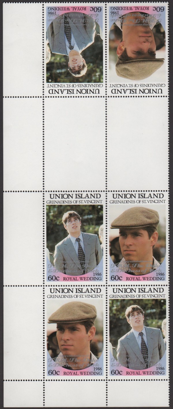Union Island 1986 Royal Wedding 60c 2nd Issue Perforated with Silver Overprint