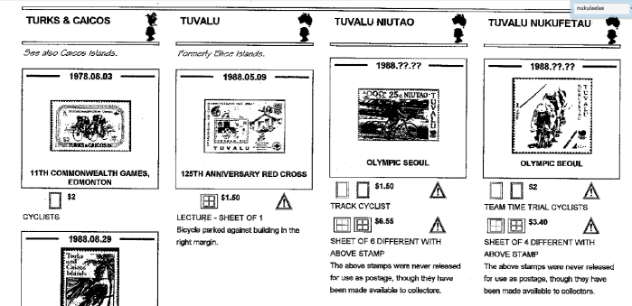 Tuvalu Niutao 1988 Olympic Games Unissued Stamp