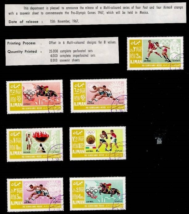 Ajman 1967 Olympic Games (Mexico 1968) Promotional Postal Announcement