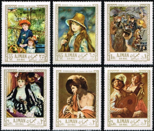 Ajman 1967 Paintings by Renoir and Terbrugghen Stamps
