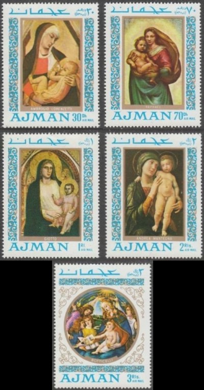 Ajman 1968 Christmas Madonna Stamps