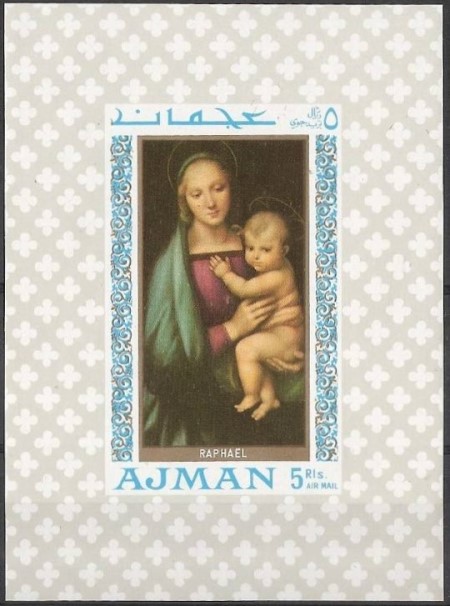 Ajman 1968 Christmas Madonna Block 66 Souvenir Sheet