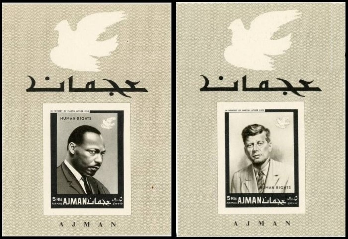Ajman 1968 Human Rights Martin Luther King Memorial Block 45 and 46 Deluxe Sheetlets