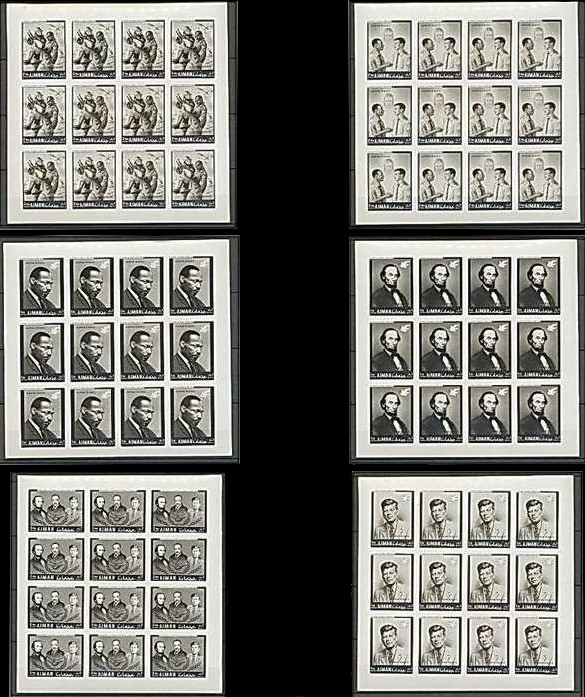 Ajman 1968 Human Rights Martin Luther King Memorial Panes of 12