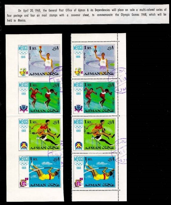 Ajman 1968 Summer Olympic Games (Mexico) Promotional Postal Announcement