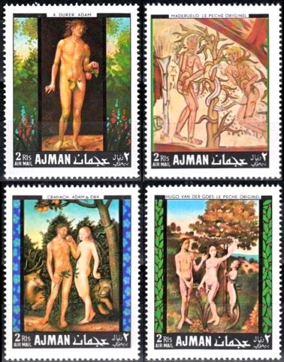 Ajman 1968 Paintings of Adam and Eve Stamps