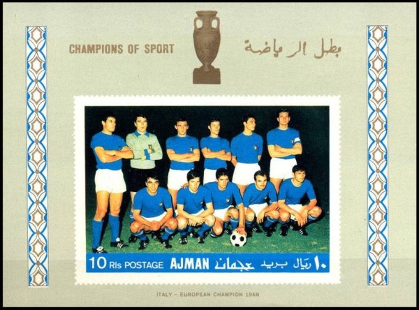 Ajman 1968 Soccer Champions Block 56 Souvenir Sheet
